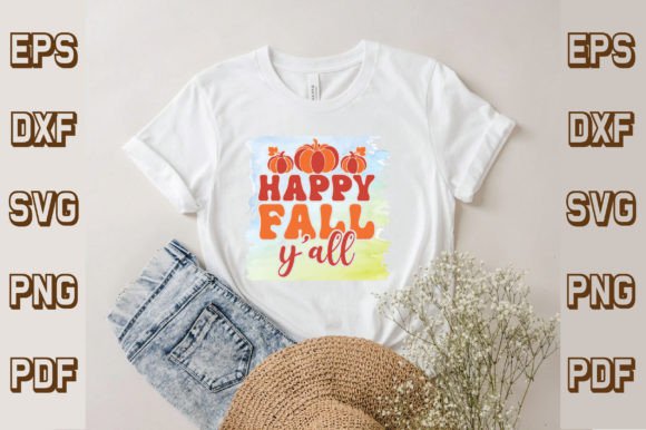Happy Fall Y All Svg, Retro T-Shirt Designs