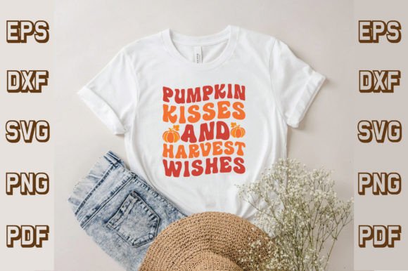 Pumpkin Kisses and Harvest Wishes Svg for T-Shirt Designs